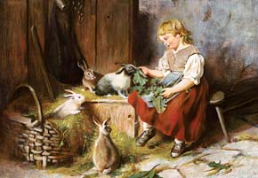 feeding the rabbits by felix schlesinger, 3000 pieces castorland jigsaw puzzle feedingtherabbits