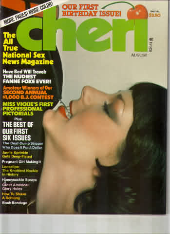 Cheri August 1977 magazine back issue Cheri magizine back copy Cheri August 1977 Adult Vintage Magazine Back Issue Published by Cheri Publishing Group. Have Bed Will Travel: The Nudiest Fanne Foxe Ever!.