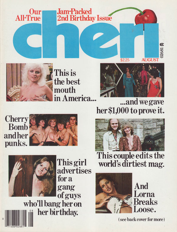 Cheri August 1978 magazine back issue Cheri magizine back copy jam packed2nd birthday issue this is the best mouth in america cherry bomb and her punks gang of guy