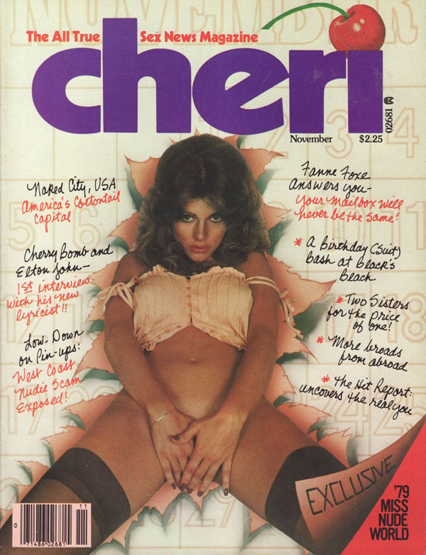 Cheri November 1978 magazine back issue Cheri magizine back copy naked city usa america's cttontail capital cherry bonb and elton john low down on pin ups west coast