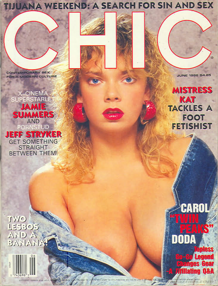 Chic June 1988 magazine back issue Chic magizine back copy Chic June 1988 Adult Pornographic Magazine Back Issue Published by LFP, Larry Flynt Publications. X-Cinema Superstarlet Jamie Summers And Pornstud Jeff Stryker Get Something Straight Between Them.