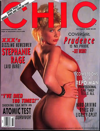 Chic October 1988 magazine back issue Chic magizine back copy Chic October 1988 Adult Pornographic Magazine Back Issue Published by LFP, Larry Flynt Publications. Covergirl Prudence (Nude Centerfold) .