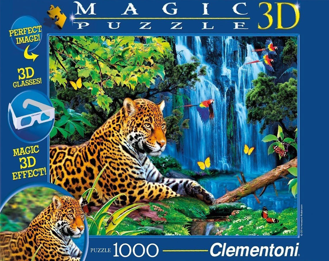 Verlating Bezienswaardigheden bekijken streng Jaguar Jungle 3D, 1000 Piece Jigsaw Puzzle Made by Clementoni, ma