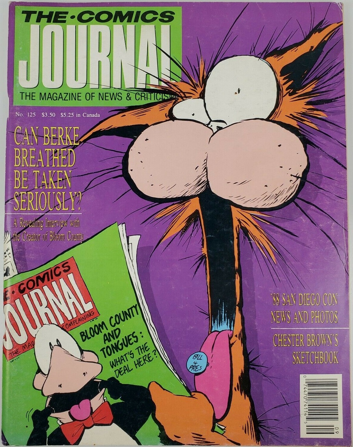 The Comics Journal # 125, October 1988 magazine back issue The Comics Journal magizine back copy 