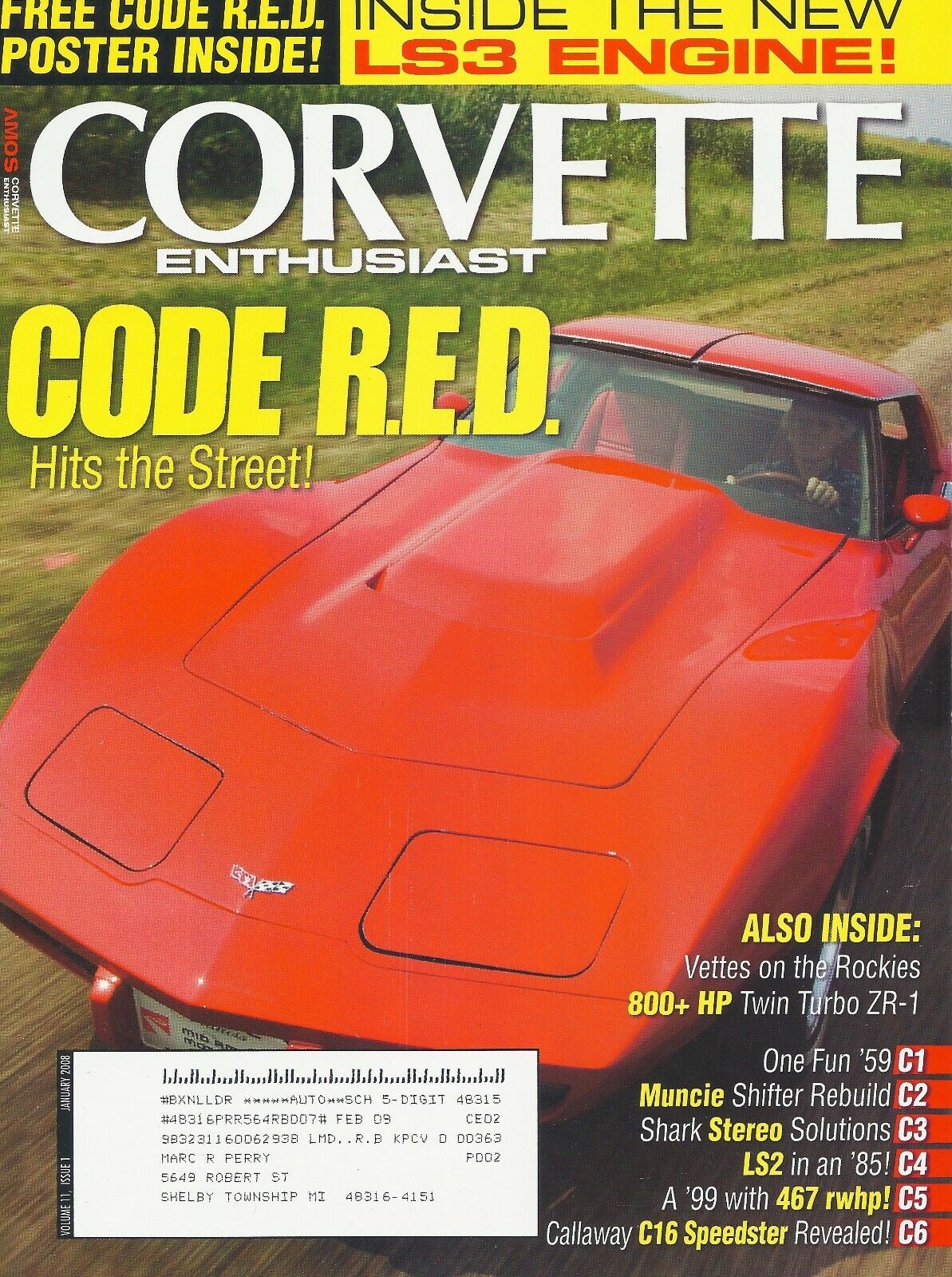 Corvette Enthusiast Magazine Back Issues Year 2008 Archive