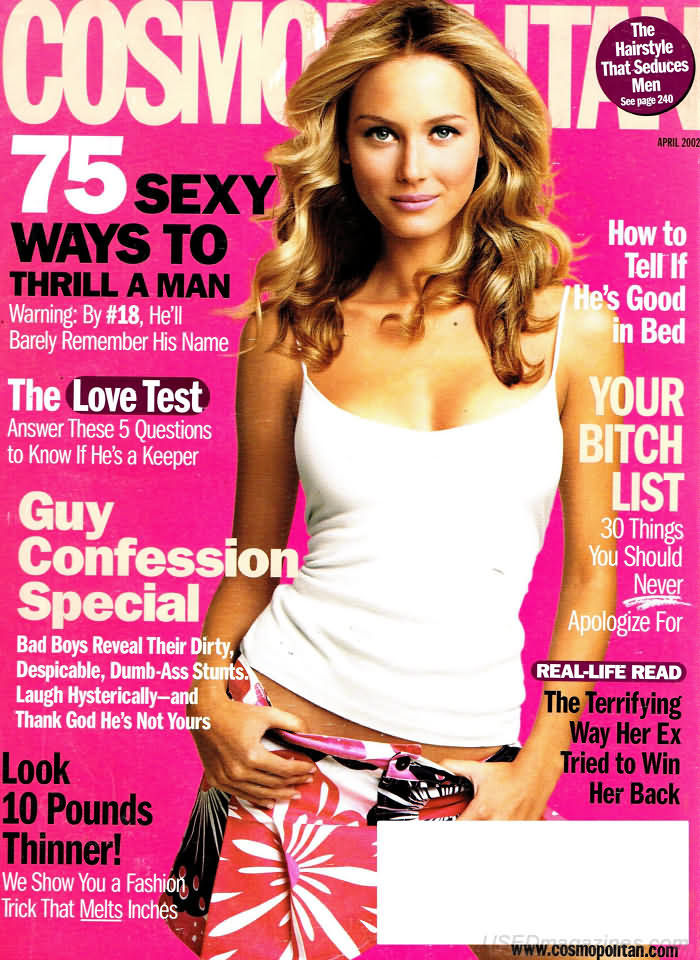 Cosmopolitan April 2002 magazine back issue Cosmopolitan magizine back copy 