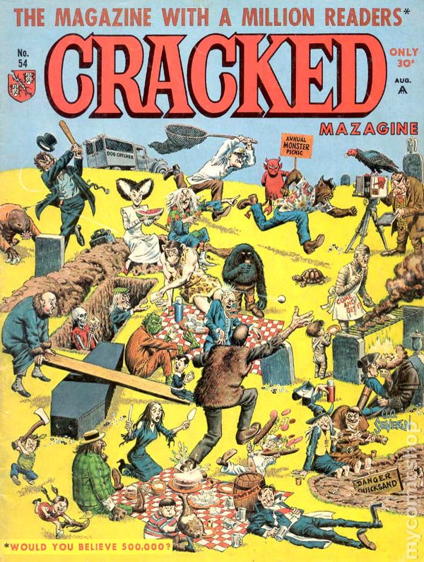 Cracked August 1966 magazine back issue Cracked magizine back copy 