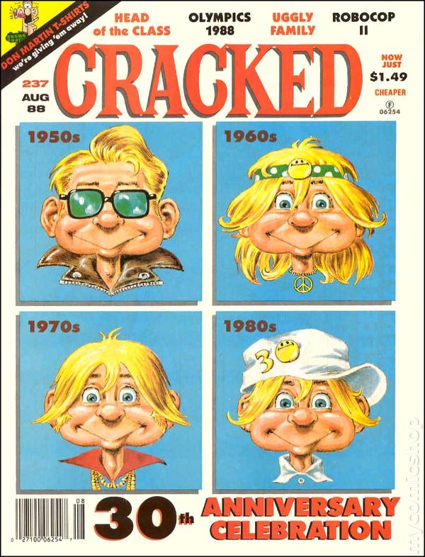 Cracked August 1988 magazine back issue Cracked magizine back copy 