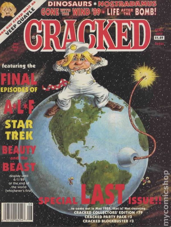 Cracked August 1989 magazine back issue Cracked magizine back copy 