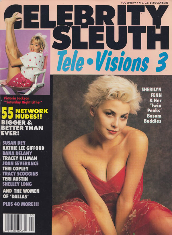 Celebrity Sleuth Vol. 4 # 3, Tele-Visions magazine back issue Celebrity Sleuth by Volume magizine back copy Women of Dallas,Kathie Lee Gifford,Network Nudes,Victoria Jackson Saturday Night Lithe,Sherilyn Fenn