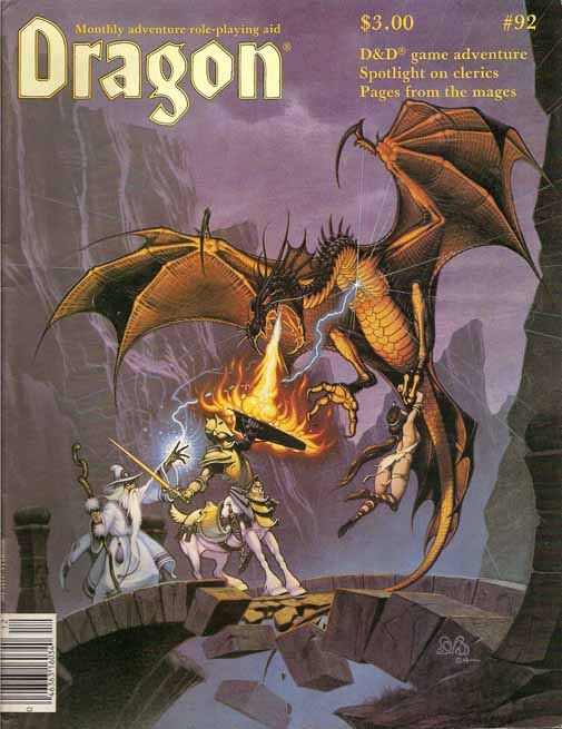 Dragon # 92 magazine back issue Dragon magizine back copy 