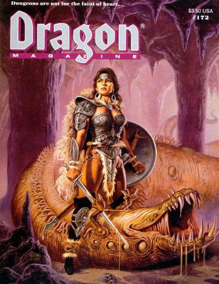 Dragon # 172 magazine back issue Dragon magizine back copy 