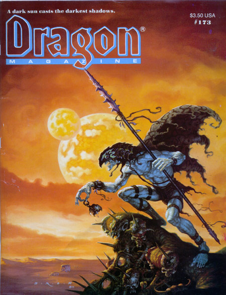 Dragon # 173 magazine back issue Dragon magizine back copy 