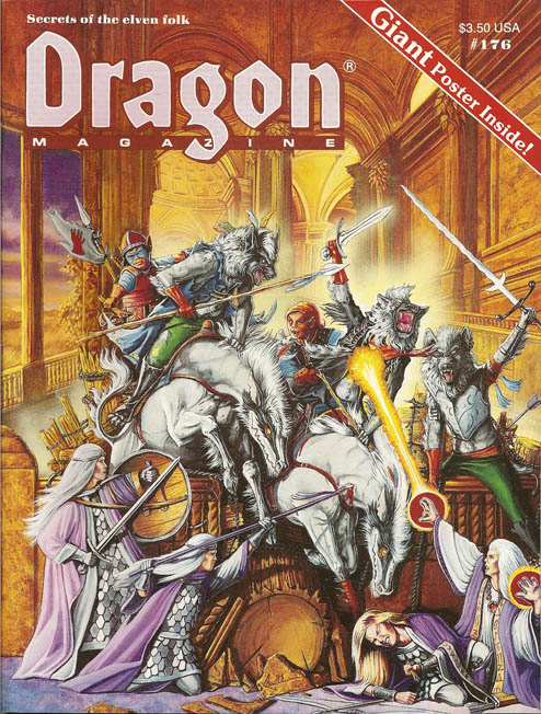 Dragon # 176 magazine back issue Dragon magizine back copy 