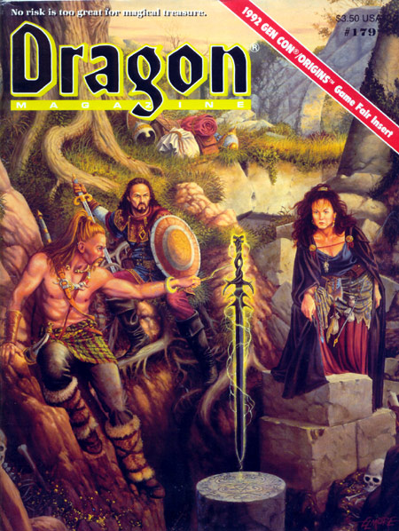 Dragon # 179 magazine back issue Dragon magizine back copy 