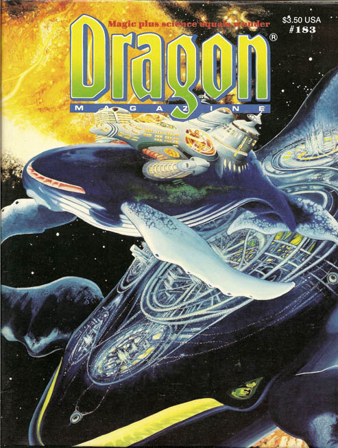 Dragon # 183 magazine back issue Dragon magizine back copy 
