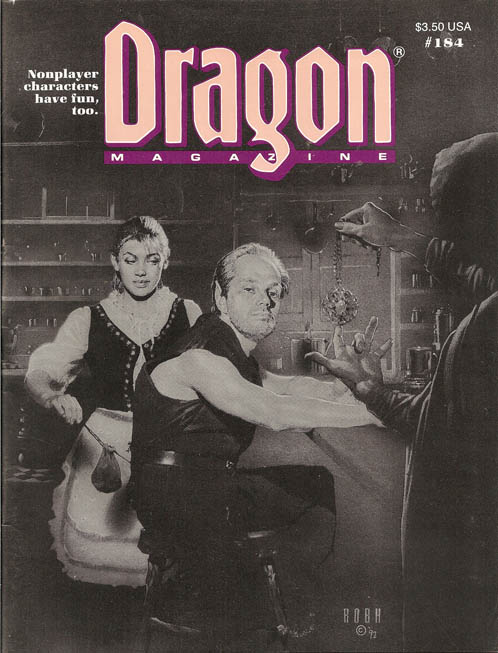 Dragon # 184 magazine back issue Dragon magizine back copy 