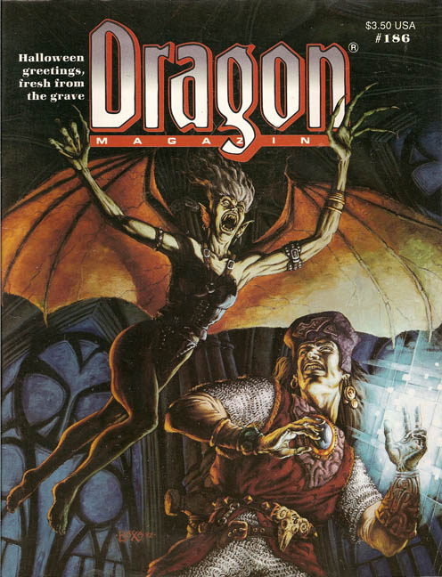 Dragon # 186 magazine back issue Dragon magizine back copy 
