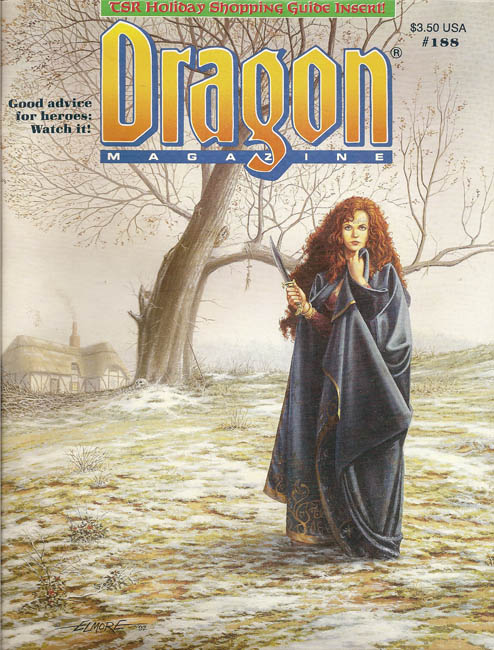 Dragon # 188 magazine back issue Dragon magizine back copy 