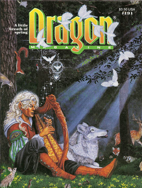 Dragon # 191 magazine back issue Dragon magizine back copy 