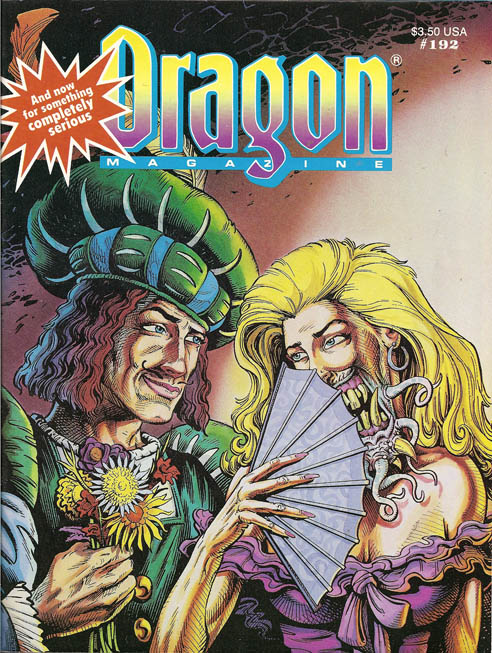 Dragon # 192 magazine back issue Dragon magizine back copy 