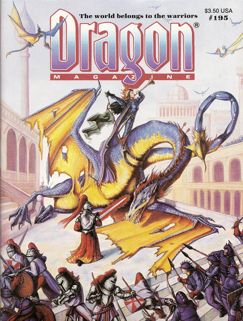 Dragon # 195 magazine back issue Dragon magizine back copy 