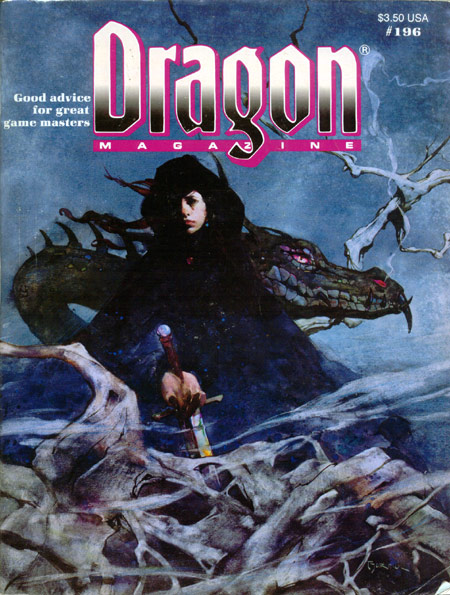 Dragon # 196 magazine back issue Dragon magizine back copy 