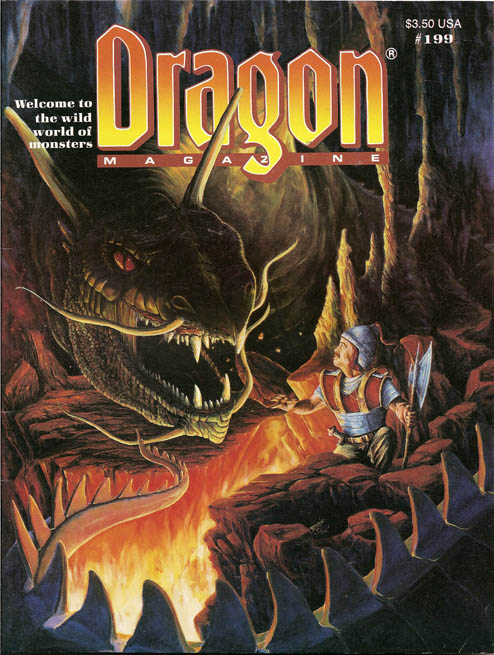 Dragon # 199 magazine back issue Dragon magizine back copy 
