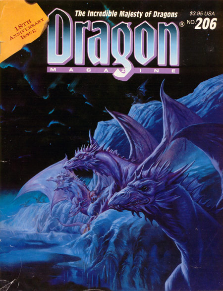Dragon # 206 magazine back issue Dragon magizine back copy 