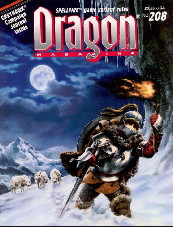 Dragon # 208 magazine back issue Dragon magizine back copy 