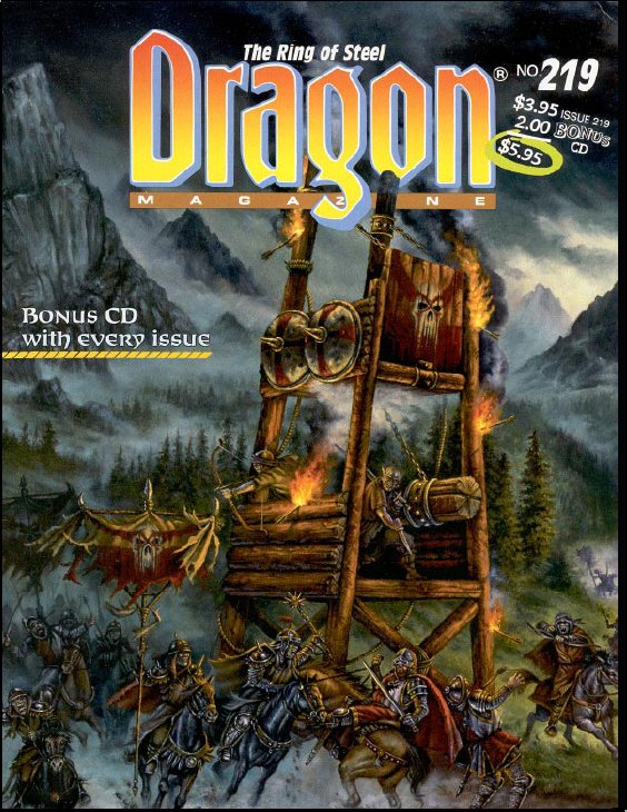 Dragon # 219 magazine back issue Dragon magizine back copy 