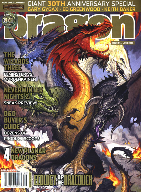 Dragon # 344 magazine back issue Dragon magizine back copy 