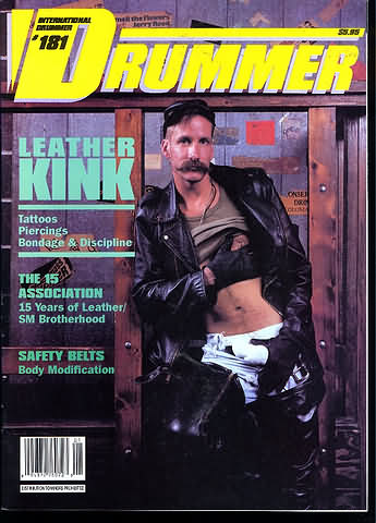 Drummer # 181 magazine back issue Drummer magizine back copy Drummer # 181 Gay Leather BDSM Subculture Adult Mens Magazine Back Issue Homosexual San Francisco Publishing. Leather Kink Tattoos Piercings Bondage & Discipline.