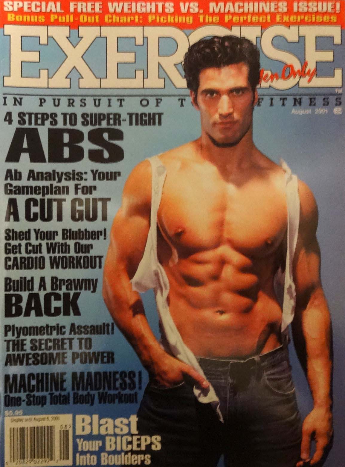 Exercise for Men Only August 2001 magazine back issue Exercise for Men Only magizine back copy 