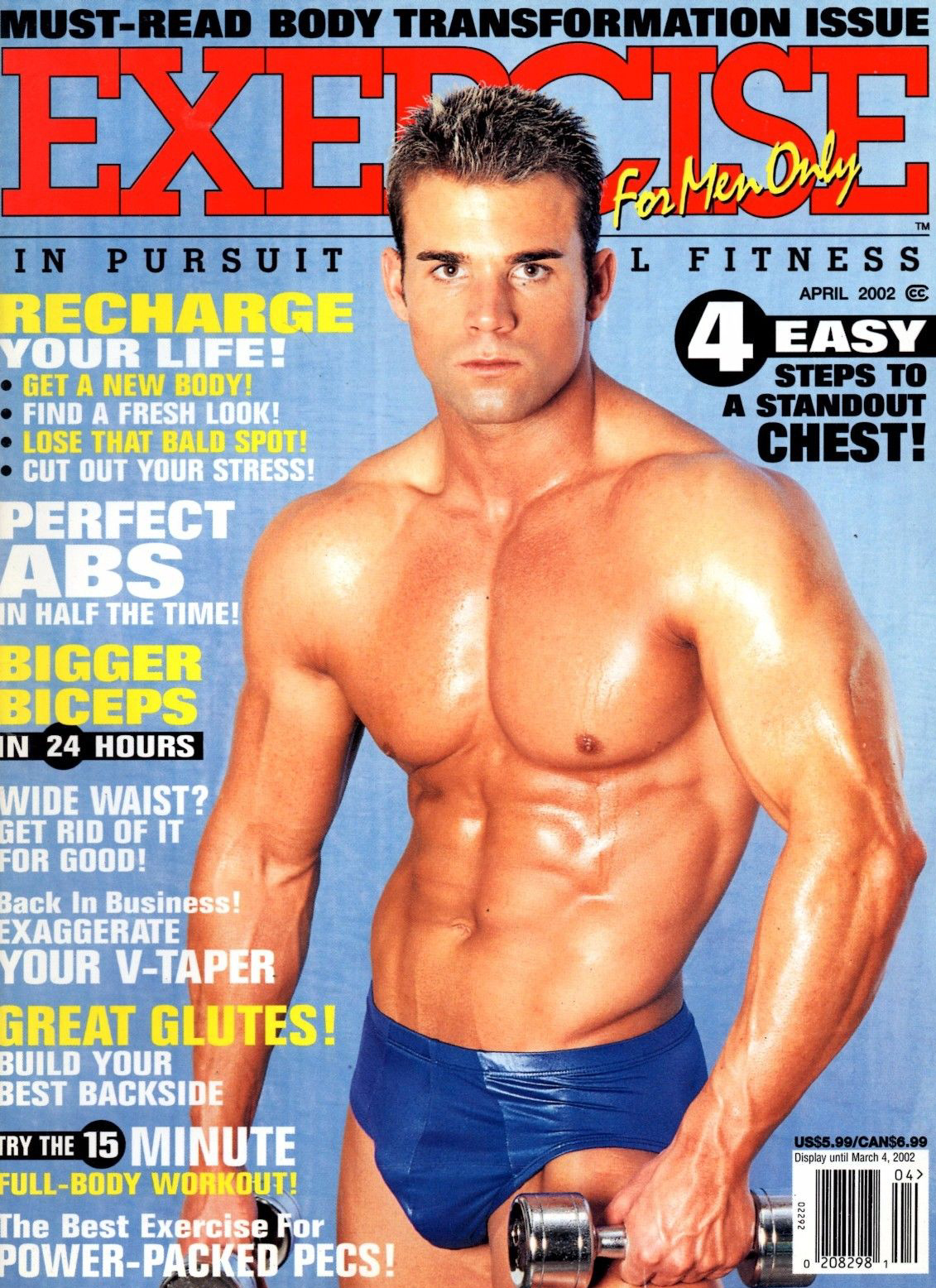 Exercise for Men Only April 2002 magazine back issue Exercise for Men Only magizine back copy 