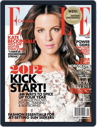 Kate Beckinsale magazine cover appearance Elle Canada January 2012