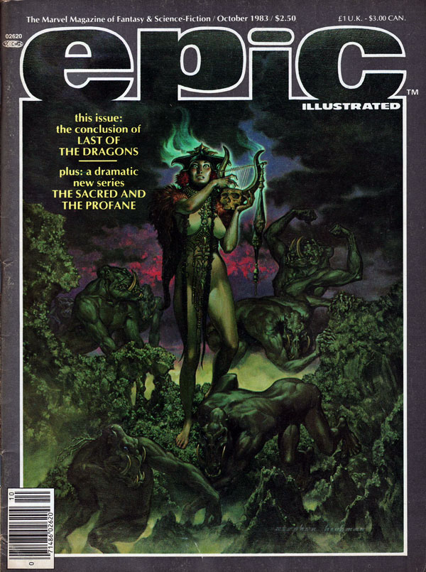 Epic Illustrated October 1983 magazine back issue Epic Illustrated magizine back copy epic magazine illustrated, science-fiction and fantasy, marvel mags, adult comic book art,   artists