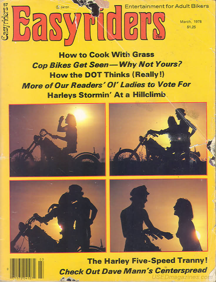 Easyriders March 1978 magazine back issue Easyriders magizine back copy Easyriders March 1978 Adult Motorcycle Magazine Back Issue Published by Paisano Publications Since 1970. How To Cook With Grass.