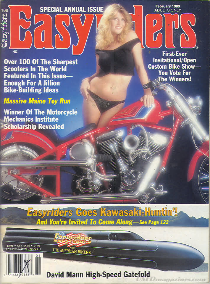 Easyriders February 1989 magazine back issue Easyriders magizine back copy Easyriders February 1989 Adult Motorcycle Magazine Back Issue Published by Paisano Publications Since 1970. Over 100 Of The Sharpest Scooters In The World Featured In This Issue Enough For A Jillion Bike .