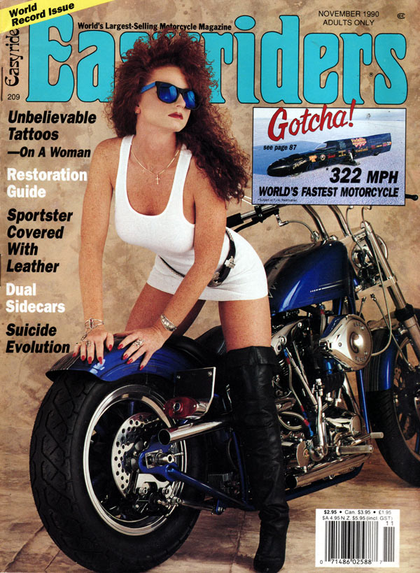 Easy Riders # 209 - November 1990 magazine back issue Easyriders magizine back copy easyriders november 1990 used back issues, unbelievable tattoos, hot biker girls nude, world's faste