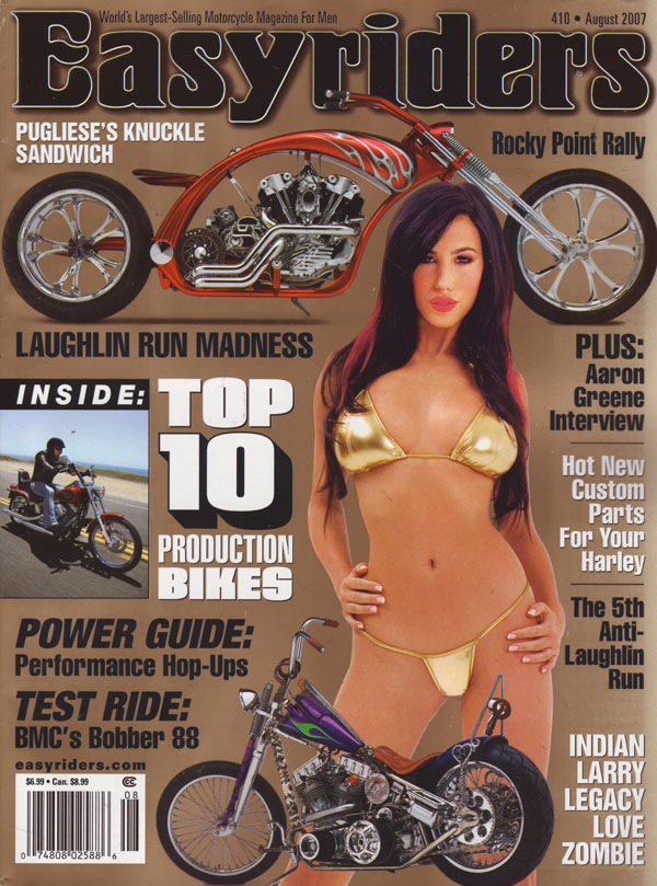 Easy Riders # 410 - August 2007 magazine back issue Easyriders magizine back copy test ride production bikes motorcycles custom parts harley davidson motorbike mag for men