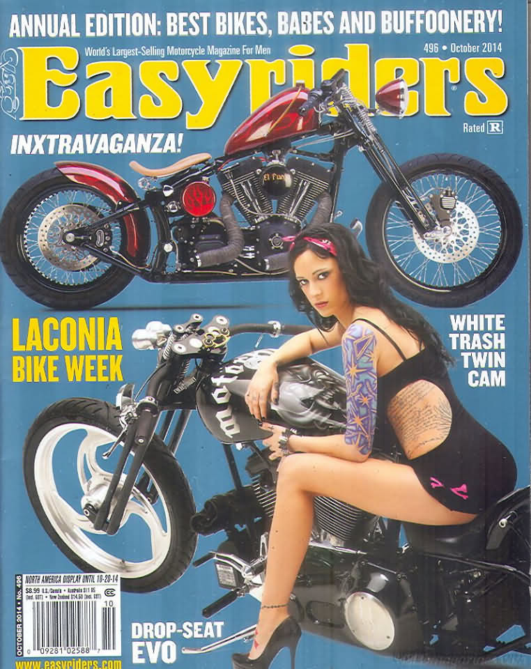 Easyriders October 2014 magazine back issue Easyriders magizine back copy Easyriders October 2014 Adult Motorcycle Magazine Back Issue Published by Paisano Publications Since 1970. Annual Edition: Best Bikes, Babes And Buffoonery!.