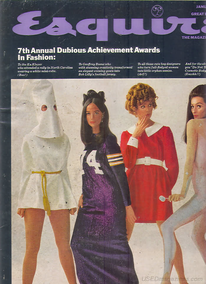 Esquire January 1968 magazine back issue Esquire magizine back copy Esquire January 1968 Men's Lifestyle Magazine Back Issue Published by Hearst Communications. 7th Annual Dubious Achievement Awards In Fashion.