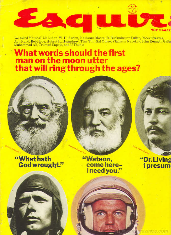 Esquire July 1969 magazine back issue Esquire magizine back copy Esquire July 1969 Men's Lifestyle Magazine Back Issue Published by Hearst Communications. We Asked Marshall McLuhan W. H. Auden Marianne Moore R. Buckminster Fuller Robert Graves Ayn Rand.