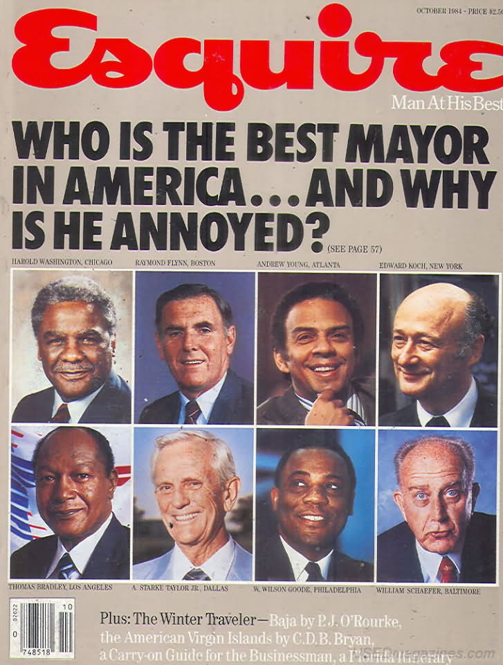 Esquire October 1984 magazine back issue Esquire magizine back copy Esquire October 1984 Men's Lifestyle Magazine Back Issue Published by Hearst Communications. Who Is The Best Mayor In America...And Why Is He Annoyed?.