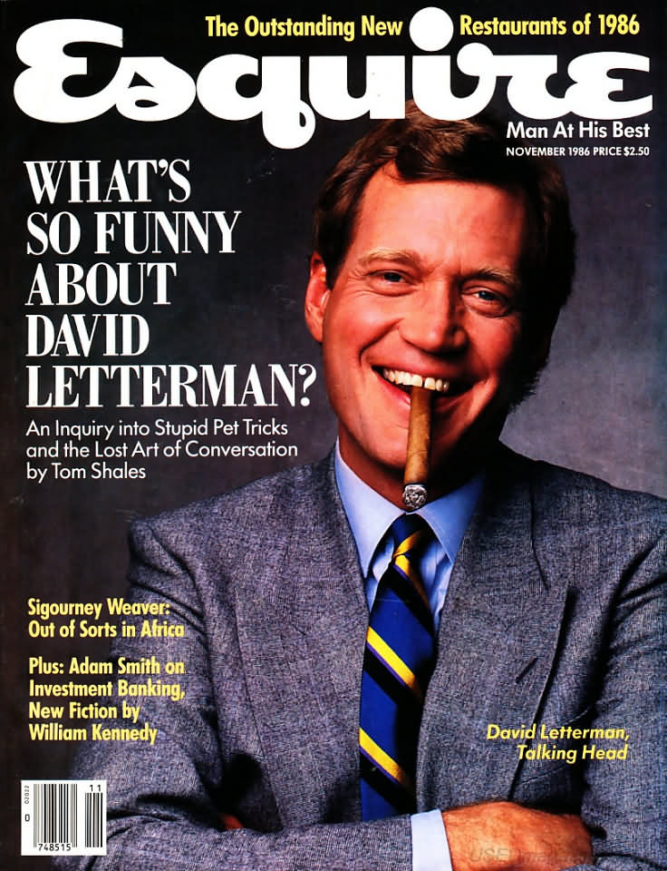 Esquire November 1986 magazine back issue Esquire magizine back copy Esquire November 1986 Men's Lifestyle Magazine Back Issue Published by Hearst Communications. What's So Funny About David Letterman?.