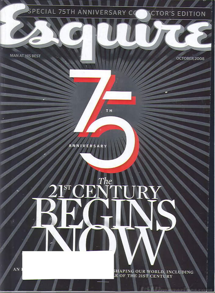 Esquire October 2008 magazine back issue Esquire magizine back copy Esquire October 2008 Men's Lifestyle Magazine Back Issue Published by Hearst Communications. Special 75th Anniversary Collector's Edition.