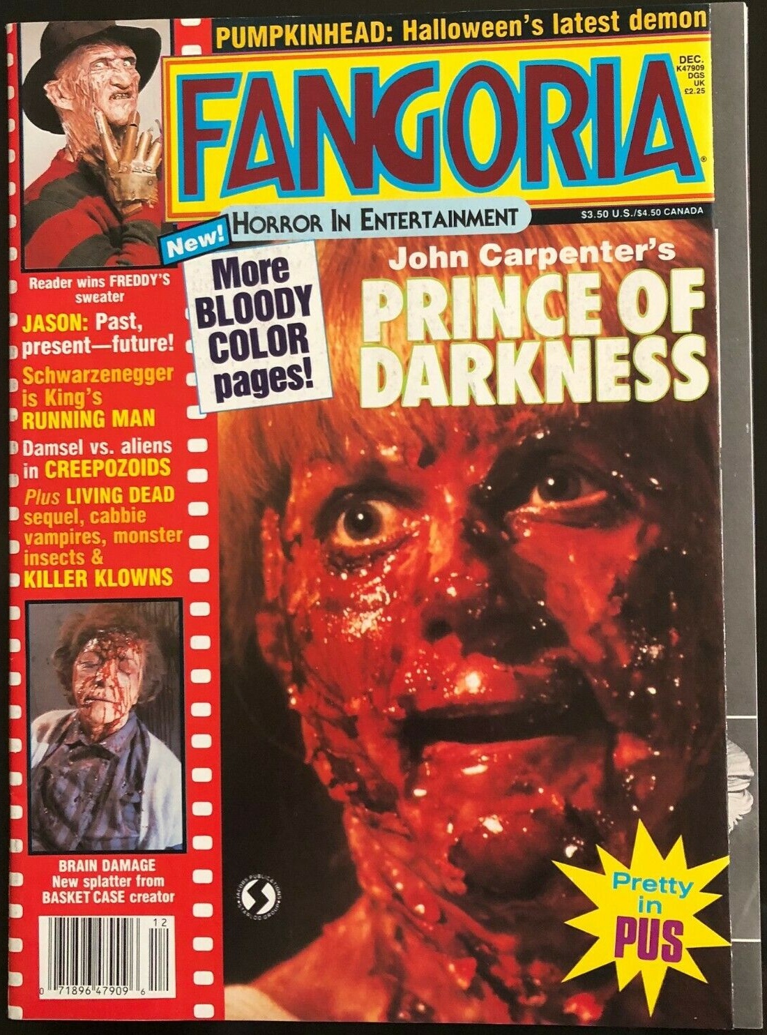 Fangoria # 69, December 1987 magazine back issue Fangoria magizine back copy 