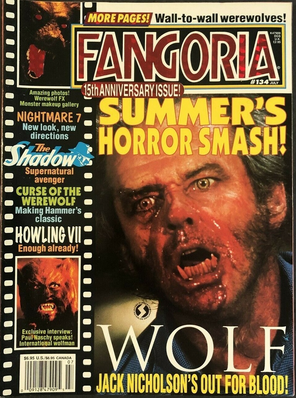 Fangoria # 134, July 1994 magazine back issue Fangoria magizine back copy 