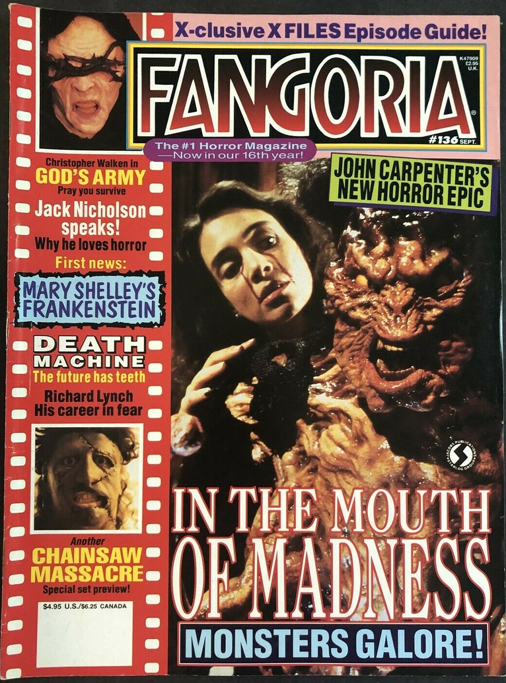 Fangoria # 136, September 1994 magazine back issue Fangoria magizine back copy 